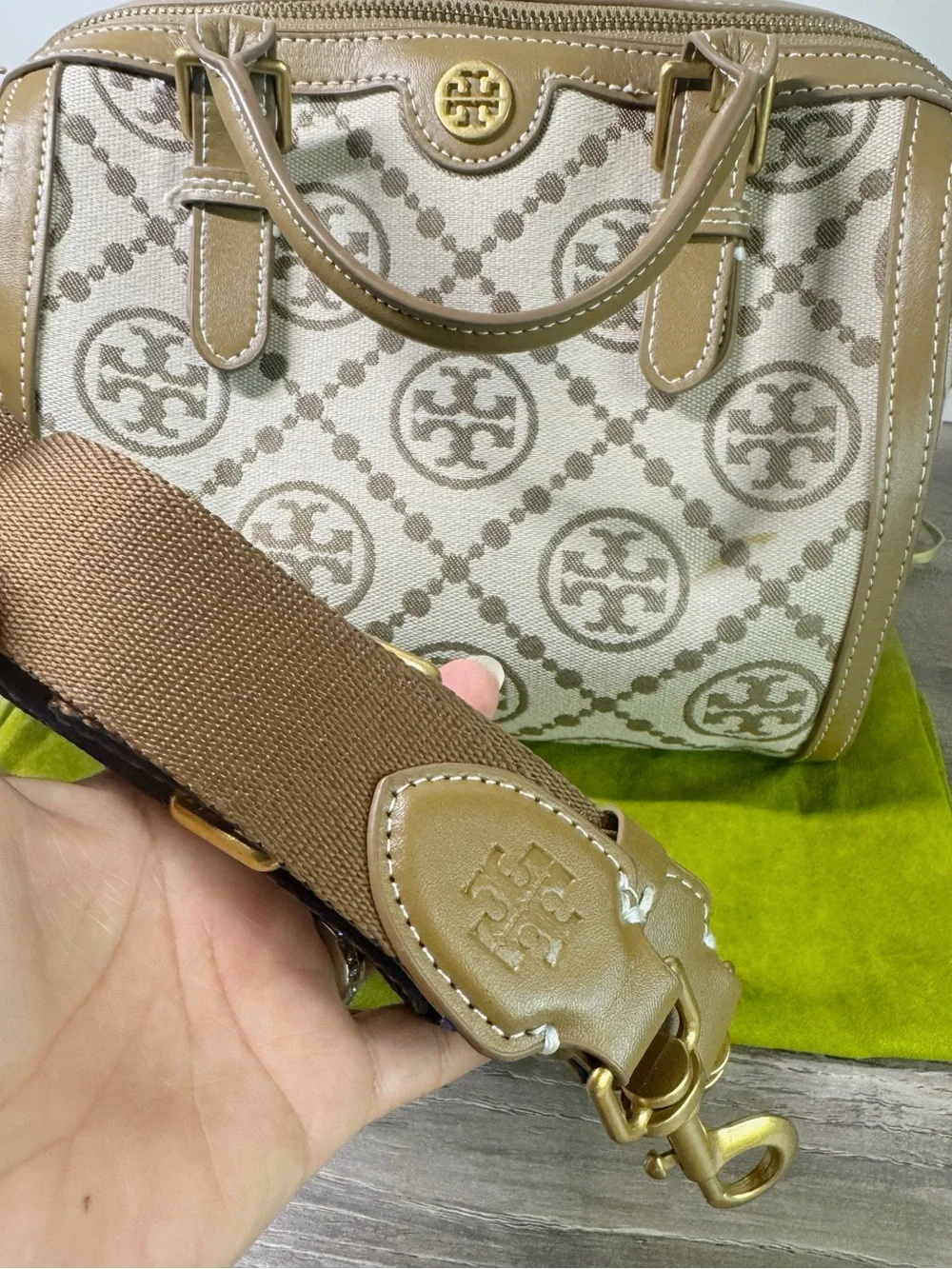 Tory Burch T Mini Jacquard Monogram Hazel Bag with detachable strap $658 READ